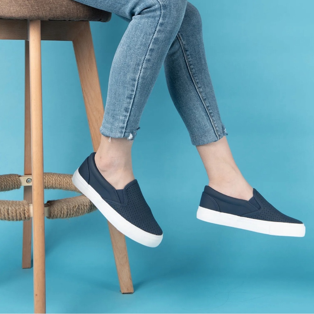 Daily shoes Womens Fashion Slip On Sneakers Perforated Flat Memory Foam Comfort - Picture 1 of 7